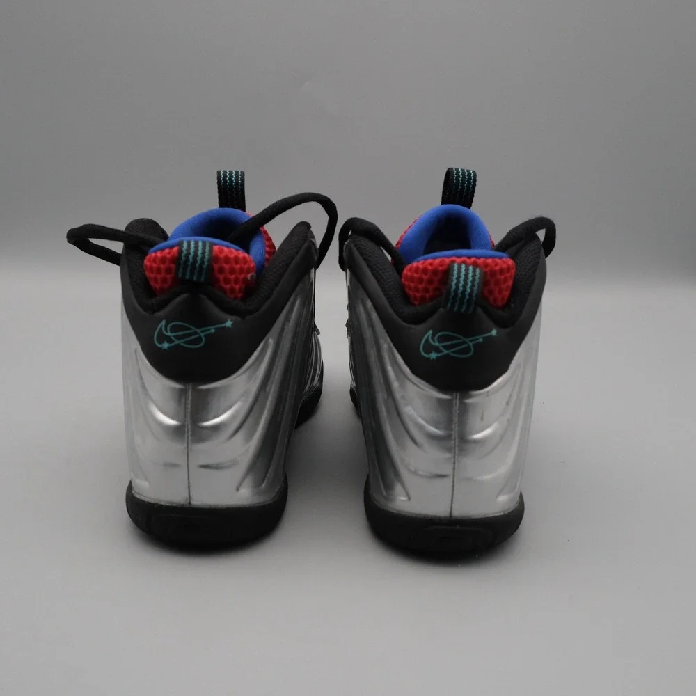 Nike Little Posite One Kids Silver Red Blue Metallic Futuristic 13C FJ3304-001